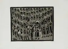 Azaria Mbatha, The Woman Who Loved and Was.../ Innocent from Accusation, 1965, linocut on rice paper