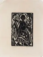 Solomon Roy Ndinisa, Wondering, 1977, linocut on rice paper