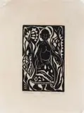 Solomon Roy Ndinisa, Wondering, 1977, linocut on rice paper