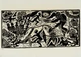 Caiphas Nxumalo, Umbuso Omuska KwaZulu (The New Kingdom of KwaZulu), linocut on paper