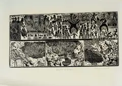 Caiphas Nxumalo, Kingdom of Heaven, linocut on paper