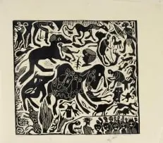 Caiphas Nxumalo, Untitled, linocut on paper