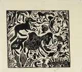 Caiphas Nxumalo, Untitled, linocut on paper
