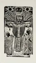 John Muafangejo, Crucified, linocut on paper