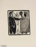 John Muafangejo, Joseph and the Pregnant Maria, linocut on paper