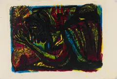 Azaria Mbatha, Praying Figure, colour screenprint on paper