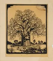 We Mussmann, Baobab, 1944, linocut on paper