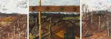 Carol-Anne Gainer, Dreaming Impossible Things, triptych, mixed media and found objects on canvas