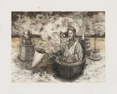 Judy Woodborne, Man with Dog I, 1994, etching on paper