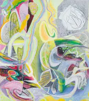 Wendy Vincent, Sense of Space Travel, 2021, acrylic and collage on canvas