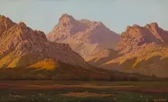 Tinus de Jongh, Mountain Landscape, oil on canvas laid down on board