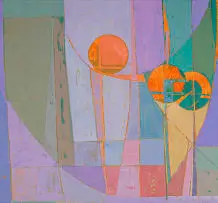 Arthur Edward Cantrell, Abstract Composition with Spheres, oil on board