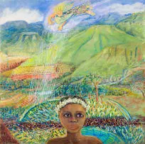 Rain Battiss, An Angel in the Drakensberg, oil on canvas