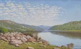 Jan Ernst Abraham Volschenk, K*****kuils River, near Stillbay (Goukou River), 1926, oil on canvas