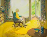 Marjorie Wallace, A Woman in a Rocking Chair, oil on canvas laid down on board