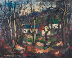 George Enslin, Cottages in a Clearing, 1960, oil on canvas