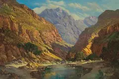 Gabriel de Jongh, Mountain Landscape with River, oil on canvas