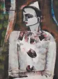 Carl Büchner, Profile of a Pierrot, oil on canvas laid down on board