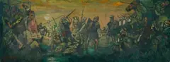 Hardy Botha, Battle Scene, 1967, oil on board
