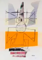 Trevor Coleman, Untitled (Abstract in Orange and Grey), 1987, mixed media on paper