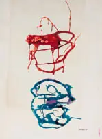 Trevor Coleman, Untitled (Abstract in Red and Blue), 1988, ink and varnish on paper