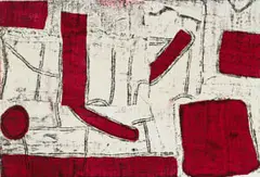 Hannes Harrs, Abstract Composition with Red, 2003, colour woodcut on paper
