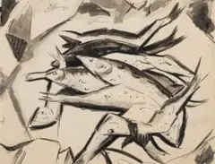 Eugene Labuschagne, Fishes, ink on paper