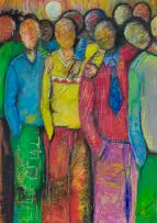 Nelson Makamo, Happy Days with Friends, 2006, pastel on paper