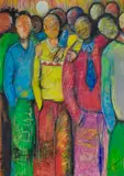 Nelson Makamo, Happy Days with Friends, 2006, pastel on paper