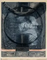 Bettie Cilliers-Barnard, Untitled (Abstract with Circle in Black and Grey), 1971, colour monotype with acrylic on paper