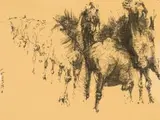 Ezrom Legae, Horses, pen on paper