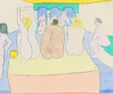 Robert Hodgins, Afternoon in Istanbul, colour etching on paper