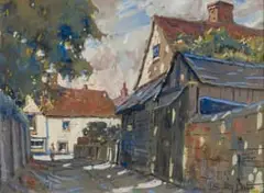 Sydney Carter, Street Scene with Houses, watercolour on paper
