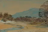 Erich Mayer, Landscape with Meandering Stream, 1924, watercolour on paper laid down on board
