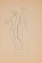 Alexis Preller, Apollo Sauroktonos (Apollo the Lizard Slayer), pencil on paper