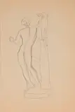 Alexis Preller, Apollo Sauroktonos (Apollo the Lizard Slayer), pencil on paper