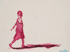 Nelson Makamo, Walking Figure, 2022, pen and ink on paper