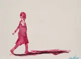 Nelson Makamo, Walking Figure, 2022, pen and ink on paper