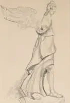 Maud Sumner, Figure with Wings, graphite on paper