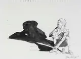 Nelson Makamo, Boy and His Shadow, 2022, pen and ink on sketchbook paper