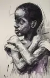 Soloman Omogboye, Guarded Light, 2020, mixed media with charcoal on paper