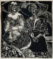 Elza Botha, Sisters II, 1987, linocut on rice paper