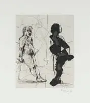 William Kentridge, Artist and Model, 2009, etching on paper