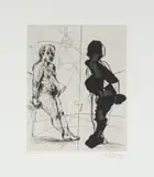 William Kentridge, Artist and Model, 2009, etching on paper