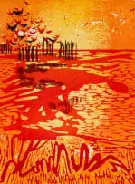 Fred Schimmel, Seascape, 1983, linocut on paper