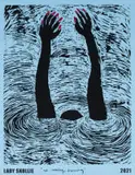 Lady Skollie, Not Waving, Drowning, with Stickers, two, 2021, screenprint and pastel on paper