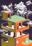 Raymond Fuyana, Cube Space, 2019, colour linocut on paper