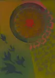 Bettie Cilliers-Barnard, Abstract Composition with Birds, 1977, colour screenprint on paper