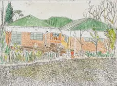 Claudette Schreuders, My Huis (My House), hand-coloured etching on paper