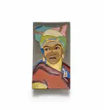 Kalahari Studio, Rectangular plate with a woman in headscarf, terracotta with matt and glossy overglaze